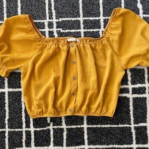 Mustard Off The Shoulder Crop Top